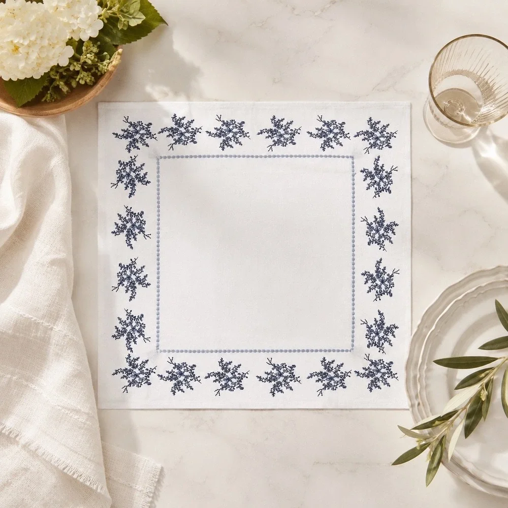 My Texas House Blue White Floral Cotton Cloth Napkin Set 4pc 20x20 NEW